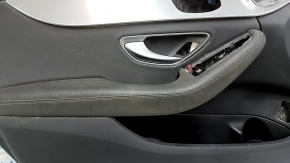 Обшивка двери карточка передняя левая Mercedes C-class W205 19-21 кожа темно-серая, Burmester, вставка кожа темно-серая, подлокотник кожа -темно серая, молдинг серый, с ручкой, контакт с водой, под ч