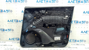 Panou decorativ ușă stânga față pentru Audi Q5 80A 18-20 piele neagră, cotieră piele maro, cu suprapuneri, cu mâner, zgârieturi