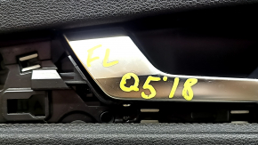 Panou decorativ ușă stânga față pentru Audi Q5 80A 18-20 piele neagră, cotieră piele maro, cu suprapuneri, cu mâner, zgârieturi