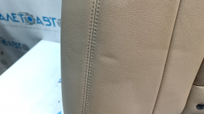 Спинка заднего ряда сидений Hyundai Sonata 11-14 кожа бежевая, с подогревом, без подголовников и подлокотника, вмятости, пробита кожа, надрыв