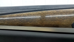 Ornamente ușă, stânga față, BMW X3 G01 18-21, piele neagră, inserție piele neagră, ornamente stejar închis, cotiera piele neagră, inserție cromată, cu mâner, zgârieturi