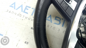 Руль голый BMW X3 G01 18-24 кожа, черный, с подогревом, с накладкой, с кнопками и лепестками, царапины, потерт, надрывы