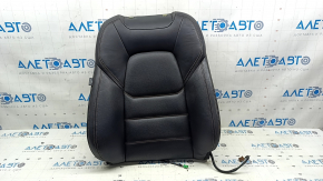 Обшивка спинки пассажирского сидения Mazda CX-5 17-23 кожа черная, с коричневой строчкой, подогрев, перфорация, под чистку, потертость