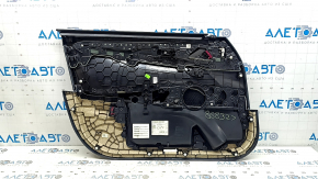 Обшивка двери карточка передняя правая в сборе BMW 5 G30 17-23 кожа черная, подлокотник и вставка кожа черная, молдинг под дерево глянец, под память, с ручкой
