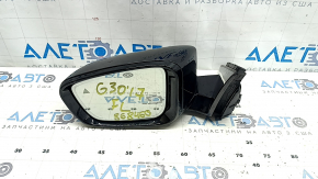 Зеркало боковое левое в сборе BMW 5 G30 17-23 5 пинов, BSM, подогрев, поворотник, автозатемнение, черный 475, царапины