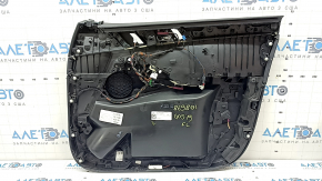 Panou ușă stânga față pentru BMW X5 G05 19-23, piele neagră, ornamente din lemn Fineline Stripe, cotieră din piele bej cu mâner și ornamente, zgârieturi