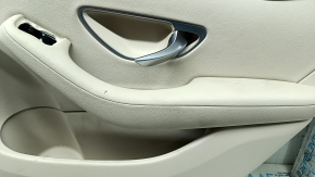 Panou decorativ ușă, spate dreapta Mercedes GLC 16-22, piele bej, inserție cu aspect de lemn, Burmester, cotieră din piele bej, cu iluminare din spate, pentru curățare
