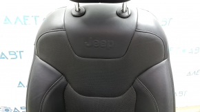 Пассажирское сидение Jeep Cherokee KL 19-23 с AIRBAG, кожа черная с перфорацией, электро, примято, потерто, под чистку, царапины