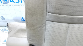 Спинка заднего ряда сидений 2 ряд левая Nissan Rogue 14-16 кожа бежевая, перфорация, замята, под химчистку