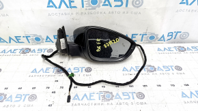 Зеркало боковое правое в сборе VW Passat b8 16-19 USA 10+2 пинов, поворотник, BSM, подогрев, черный LC9X, песок, царапины