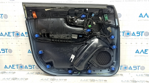 Panou ușă dreapta față Volvo XC90 16-22, piele neagră, cotieră și inserție, piele nappa neagră, ornament din nuc, Bowers & Wilkins, zgârieturi, element de fixare rupt, crom decojit pe mâner