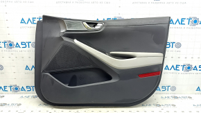 Обшивка двери карточка передняя правая Hyundai Ioniq 20-22 черная с серым, с подлокотником кожа серая, с ручкой, царапины