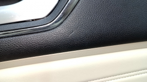 Обшивка двери карточка передняя правая Ford Edge 19-24 серая с черным Bang & olufsen, подлокотник кожа черная, вставка кожа серая, с ручкой, тычки