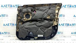 Обшивка двери карточка передняя левая BMW X1 F48 16-22 кожа Sensatec бежевая с черным, Oyster, с подлокотником кожа бежевая Oyster, молдинг черный глянец, с накладкой, с ручкой, царапины, под химчистк