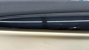 Обшивка двери карточка передняя левая BMW X1 F48 16-22 кожа Sensatec бежевая с черным, Oyster, с подлокотником кожа бежевая Oyster, молдинг черный глянец, с накладкой, с ручкой, царапины, под химчистк