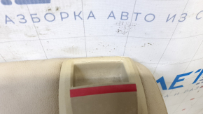 Спинка заднего ряда сидений левая Ford Fusion mk5 13-16 кожа бежевая, с подлокотником и ремнем, под чистку, треснут пластик