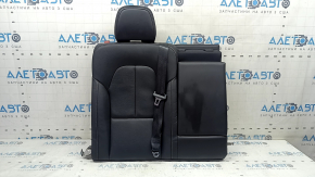 Spătar banchetă spate, al doilea rând, dreapta, Volvo XC40 19-25, piele neagră cu cusături gri, cu cotieră și centură, zgârieturi pe garnitură și pe zăvor, necesită curățare