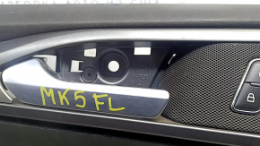 Capacul ușii, cartela frontală stânga Ford Fusion mk5 13-16 negru cu inserție gri pânză, cotieră piele, matriță gri lucios, crăpată, ștersă, necesită curățare chimică