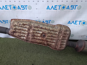 Глушитель задняя часть с бочкой Ford Edge 19-21 2.0T AWD с катализатором, замята труба, ржавый, вмятина на катализаторе