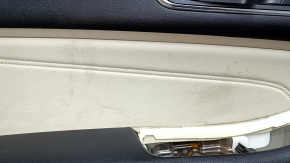 Panou ușă stânga față, Ford Edge 19-24, gri cu negru, Bang & Olufsen, cotieră din piele neagră, inserție din piele gri, cu mâner, zgârieturi, crestături, element de fixare rupt, necesită curățare