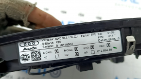 Плафон освещения передний в сборе Audi A4 B9 17-19 черный, под люк, с кнопкой SOS, царапины, надломано крепление