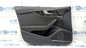 Panou ușă stânga față negru pentru Audi A4 B9 17-19, cotieră din piele neagră, inserție din piele neagră, pentru memorie scaun, Bang & Olufsen, curățare chimică, strat de protecție mâner decojit