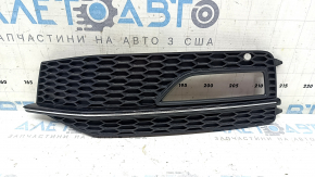 Решетка переднего бампера левая Audi A4 B8 13-16 рест, S line, структура, черный глянец с хром, под ПТФ