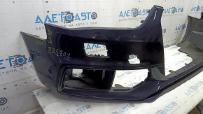Бампер передний голый Audi A4 B8 13-16 рест, S-Line, синий LX5R, под омыватели фар, без заглушек, царапины, вмятина
