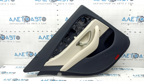 Ornamente ușă, spate stânga, Mercedes W213 E 17-23, piele neagră, inserție din piele bej, cotieră din piele bej, fără perdea, inserție din lemn, Burmester, cu suprapuneri și mâner, rupturi