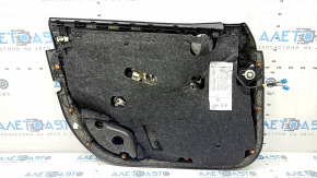 Ornamente ușă, placă dreapta față, Mercedes W213 E 17-23, piele neagră, inserție piele bej, cotieră piele bej, fără perdea, inserție lemn, Burmester, cu suprapuneri și mâner, rupturi, zgârieturi