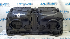 Подушка заднего ряда сидений Ford Mustang mk6 15-23 купе, черная кожа, надрывы, трещина снизу, замята