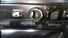 Panou decorativ ușă spate stânga Audi A4 B8 13-16 negru, cu inserție din piele neagră, cotiera din piele neagră, ornament sub lemn închis la culoare, lovitură, zgârietură