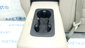 Спинка заднего ряда сидений 2 ряд левая Ford C-max MK2 17-18 кожа серая, с ремнем безопасности, с подлокотником, замята, под чистку