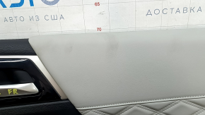 Обшивка двери карточка передняя правая Mitsubishi Outlander 22-23 черная с серой кожей, с подлокотником кожа серая, с ручкой, царапины, под чистку