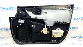 Обшивка двери карточка передняя левая Toyota Camry v55 15-17 usa, кожа черная, подлокотник черный кожа, вставка черная кожа, с ручкой, царапины