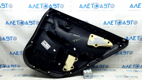 Обшивка двери карточка задняя левая Toyota Camry v55 15-17 usa, кожа черная, подлокотник черный кожа, вставка черная кожа, с ручкой, царапины