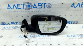Зеркало боковое правое в сборе Nissan Rogue 17-20 15 пинов, синее, подогрев, поворотник, камера, в клее, скол