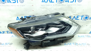 Фара передняя правая Nissan Rogue 17-18 LED, сломана направляйка, песок, под полировку