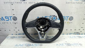 Volan fără accesorii Nissan Rogue 17-20, piele neagră, cu butoane, necesită curățare, zgârieturi, uzat