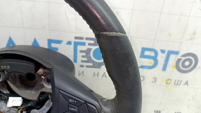 Руль голый Nissan Rogue 17-20 кожа черная, с кнопками, с подогревом, под химчистку, царапины, затертый