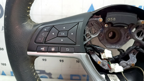Руль голый Nissan Rogue 17-20 кожа черная, с кнопками, с подогревом, под химчистку, царапины, затертый