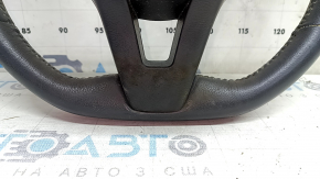 Руль голый Nissan Rogue 17-20 кожа черная, с кнопками, с подогревом, под химчистку, царапины, затертый
