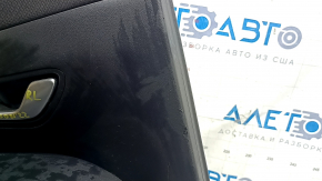 Panou ușă spate stânga pentru Hyundai Tucson 2022-2024, piele neagră cu inserție din material textil negru, cotieră din piele neagră, ornament cromat cu negru lucios, cu mâner, zgârieturi, lovituri