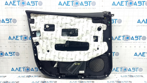 Panou ușă dreapta față neagră pentru Hyundai Tucson 22-24 cu inserție din material textil negru, cotieră neagră, ornament cromat cu negru lucios, cu mâner, zgârieturi, uzat
