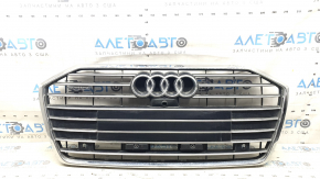 Решетка радиатора в сборе Audi A6 C8 19-23 под парктроники без радара, черный мат с хромом, с эмблемами и накладками, под камеру, песок