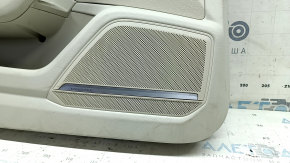 Ornamente ușă față stânga complete Audi A6 C8 19-24 gri deschis, fără perdea, inserție piele gri deschis, cotieră piele gri deschis, partea superioară piele gri închis, ornament cromat cu iluminare di