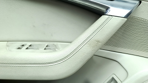 Ornamente ușă față stânga complete Audi A6 C8 19-24 gri deschis, fără perdea, inserție piele gri deschis, cotieră piele gri deschis, partea superioară piele gri închis, ornament cromat cu iluminare di
