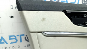 Ornamente ușă față stânga complete Audi A6 C8 19-24 gri deschis, fără perdea, inserție piele gri deschis, cotieră piele gri deschis, partea superioară piele gri închis, ornament cromat cu iluminare di