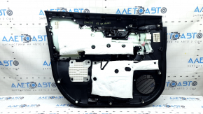 Обшивка двери карточка передняя правая Toyota Venza 23-24 XLE, Limited кожа черная с серой строчкой, темно-серая накладка с хром молдингом, с ручкой, царапины, под чистку