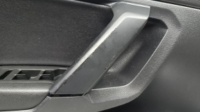 Panou ușă stânga față negru pentru VW Tiguan 18-20, cu sonerie, cotieră din piele neagră, inserție din piele, element de fixare rupt, capac mâner decojit